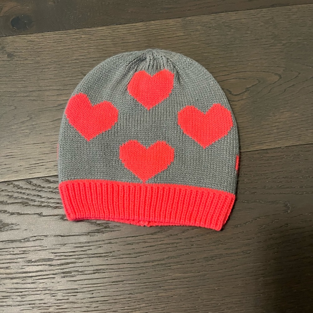 Gap girls pink/gray heart hat sz SM/Med NWT retail $69